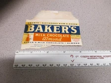 candy bar wrapper 1940s BAKER'S Walter Baker 7/8 oz chocolate almond