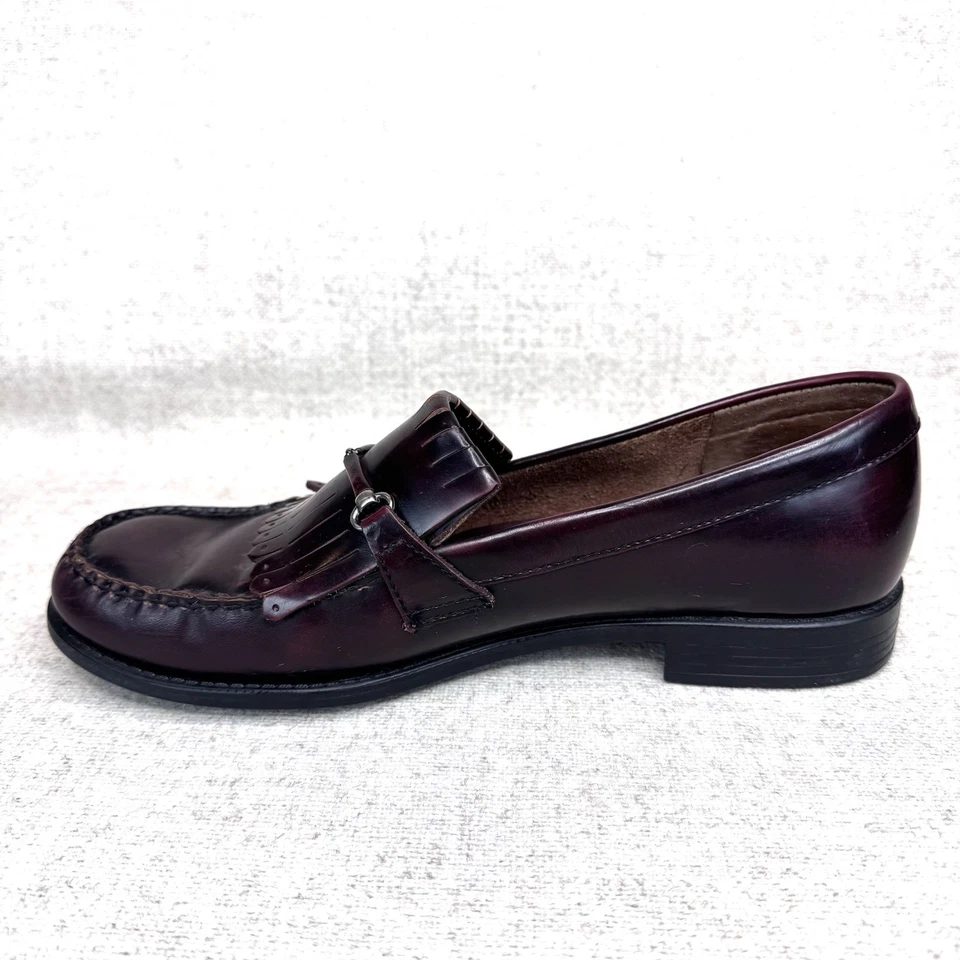 Винтажные женские мокасины Bass Weejuns Conny без застежек с бахромой из красного дерева размер 8,5 M - Изображение 2 из 4