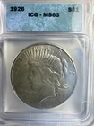 1926P Silver Peace Dollar ICG MS63 Nice Eye Appeal