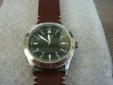 ELEVON QUARTZ WATCH MENS BLACK DIAL STAINLESS STEEL NEW BATTERY