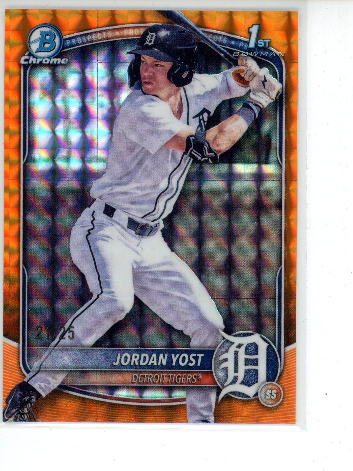 2025 Bowman Draft Jordan Yost Chrome Orange Geometric Refractor 1st /25