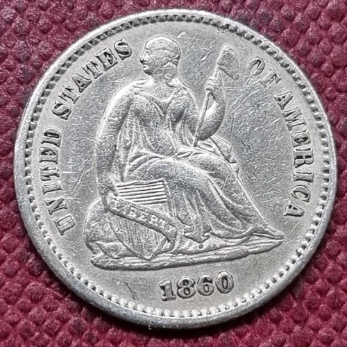 1860 Seated Liberty Half Dime 5c High Grade AU #96684