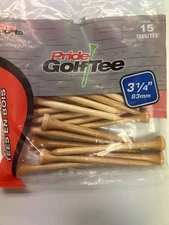 Pride Golf Tees (3.25", Natural, 15pk) 100% Solid Hardwood NEW