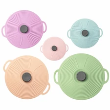 New 5 Pack Silicone Lids for Bowl Microwave Splatter Cover, Sizes Reusable Heat