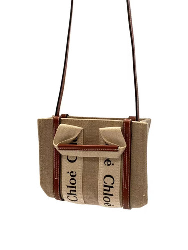 Chloé woody mini Tote Canvas BEG Unisex Bag #SSB9119