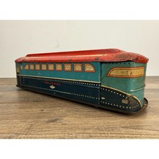 Vintage Wolverine No. 34 Passenger Train Car Tin Pull Toy USA Made