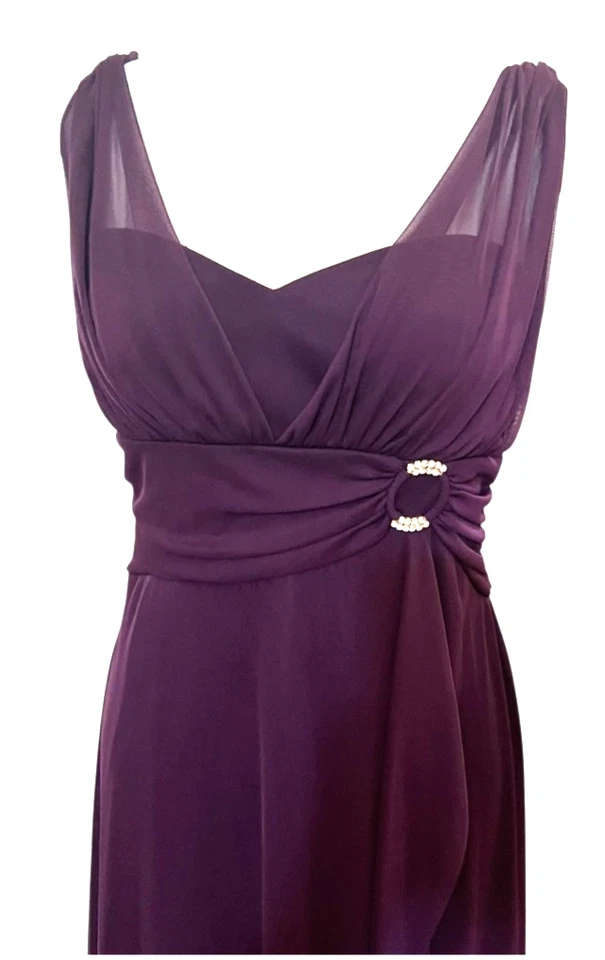Betsy & Adam Purple Sleeveless Evening Gown Size 12 | Long Formal Dress Rhinesto - Image 3 of 4