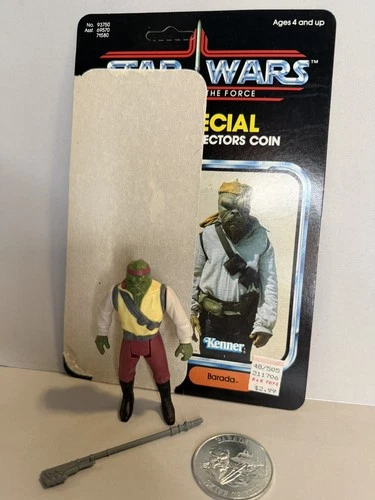 Vintage Kenner Star Wars Power of the Force PotF Barada w/Staff, Coin + Cardback