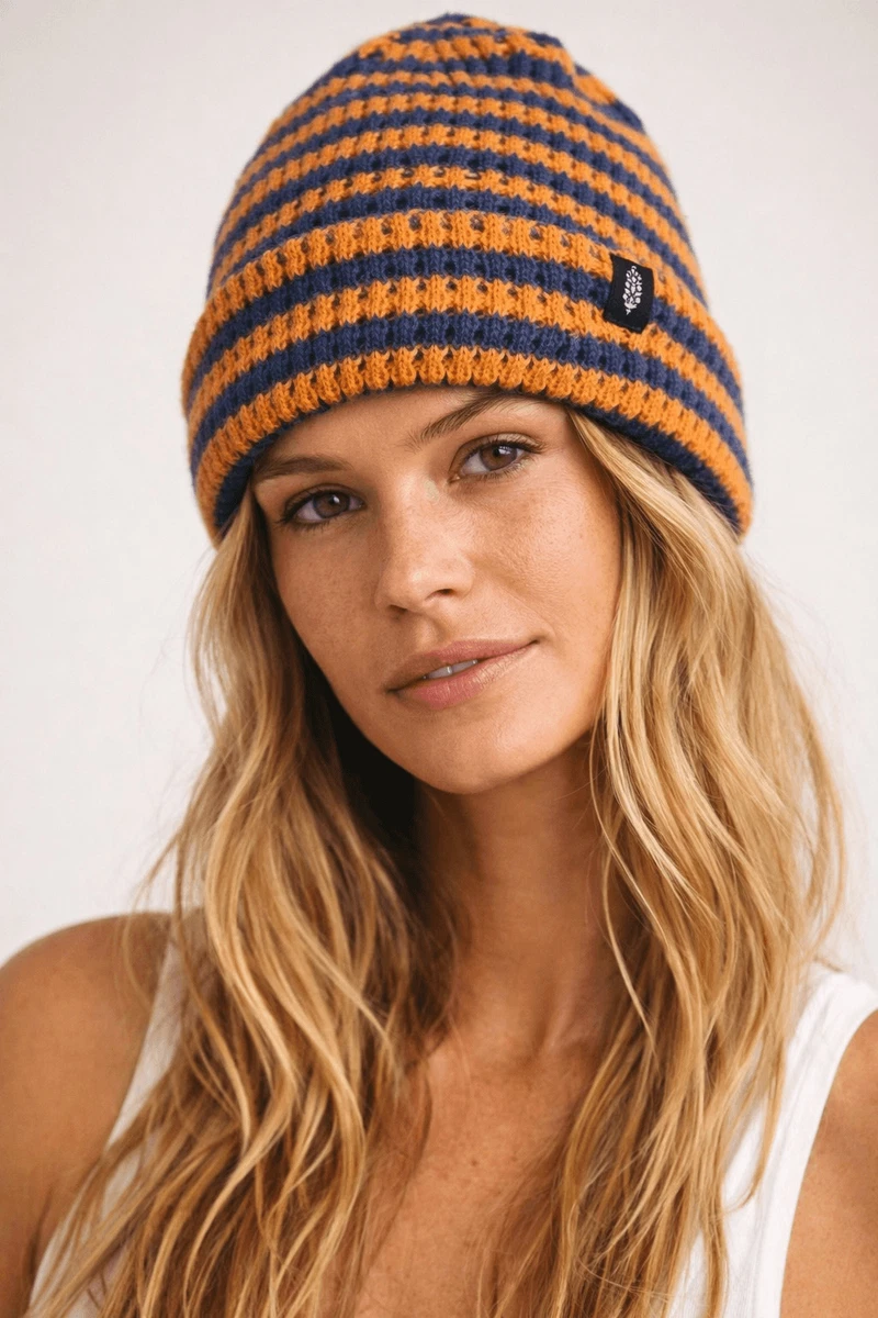 Free People Ivory Over The Rainbow Stripe Chunky Fuzzy Slouch Beanie O/S Over The Rainbow Sweater Set | Free People main image 2