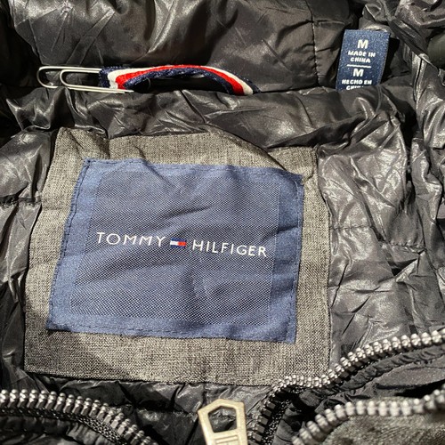 Tommy Hilfiger Bomber Jacket Mens Medium Dark Grey Quilted Puffer Liner - Picture 14 of 16