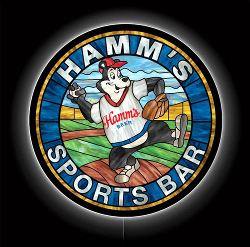 Backlit LED Sign-Hamm's Beer Baseball 23-in High x 23-in Wide Vintage/Retro Sign