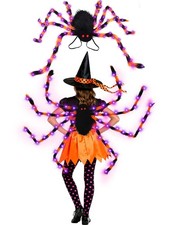 64 LED Halloween Spider Costume Colorful Spider Costume with Lights Plush Spi...