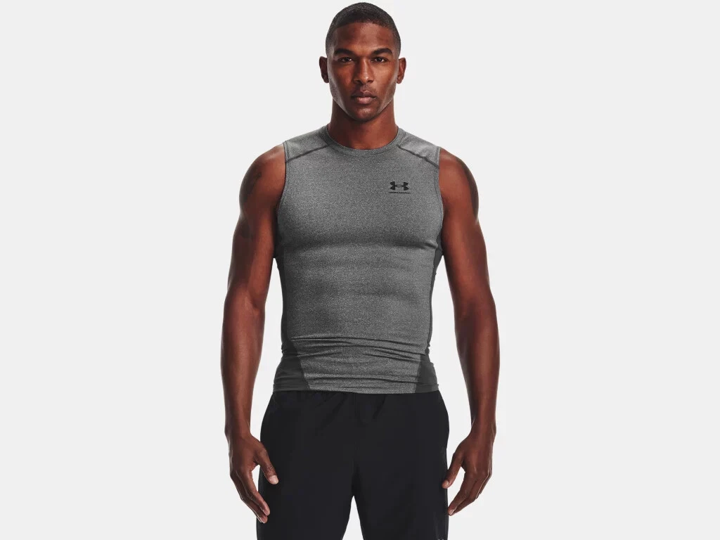 Under Armour Men's HeatGear Armour Compression Sleeveless Shirt 1361522  Carbon