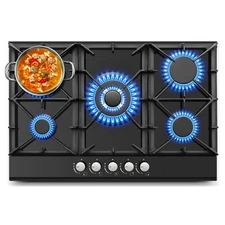 Amzgachfktch 5Burners 30" Gas Cooktop, Built-in NG/LPG Convertible Gas Stove Top