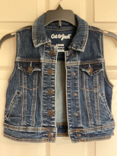 Cat & Jack Girls’ Small Blue Jean Denim Vest Snap-Up - Picture 6 of 12