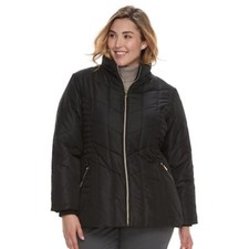 Nwt Plus Size D.e.t.a.i.l.s Hooded Quilted Jacket Black 2x Msrp $200
