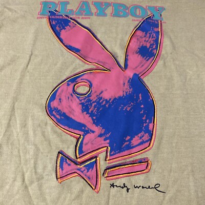 New Playboy Andy Warhol Magazine Cover Graphic T-Shirt S mustard