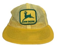 Rare Vintage John Deere Yellow Patch Mesh SnapBack Hat Cap Trucker