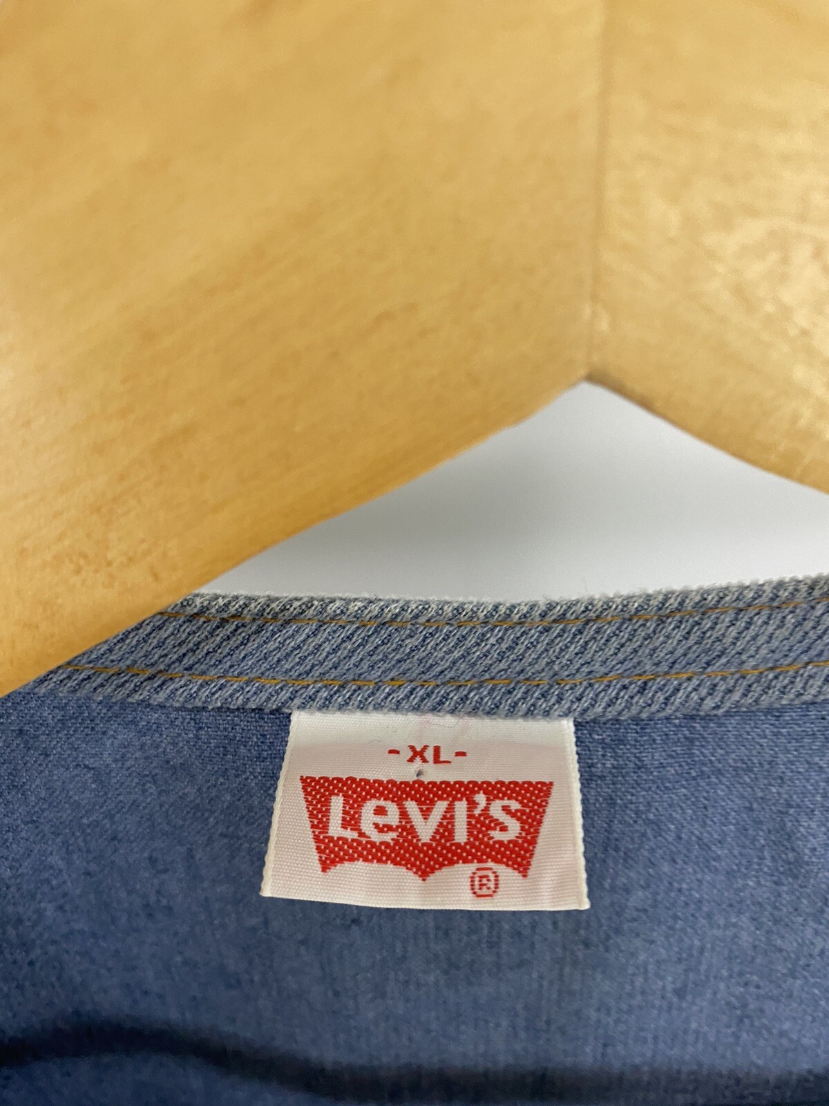 RARE VTG Levi's 70s Corduroy Blue Denim Work Vest… - image 2