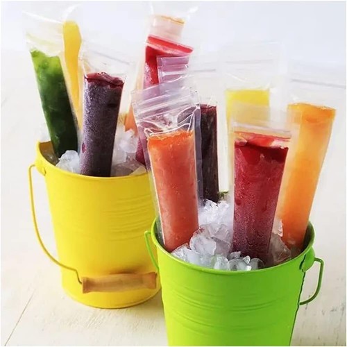 100X Summer Snack Disposable Ice Popsicle Mold Bags Freezer Tube With Zip Seals - Picture 12 of 16