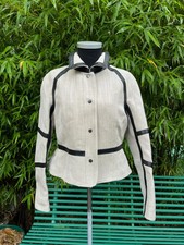 Belstaff Ripley Raglan Flax Linen Biker Jacket With Leather Trims Size 44 Uk 12