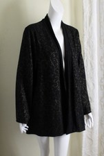 Catherines 1x Gorgeous Black Gold Open Textured Art-to-wear Jacket Blazer Swing