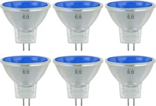 6Pack MR11 Blue Light Bulb, GU4 Mini Reflector w/ Cover Glass, 20W, 10°