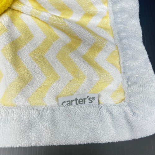 Carters Giraffe Baby Lovey Security Blanket Yellow Chevron Stripes Gray Trim - Picture 5 of 8