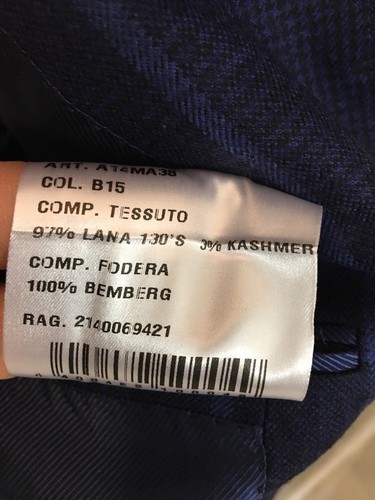 Cesare Attolini Jacket Dark And Light Blue Cashmere Blend 2 Button Size 39-40 - Picture 7 of 9