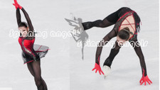 Adult Marvellous Ice Skating Figure Dress Gymnastics Costume black red dyeing