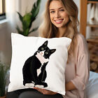 1 Piece Black Cat Printed Polyester Throw Pillow Cover for Living Room Sofa