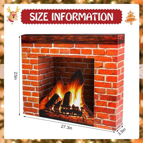 Christmas Cardboard Fireplace Prop 3D Artificial Red Brick Cardboard