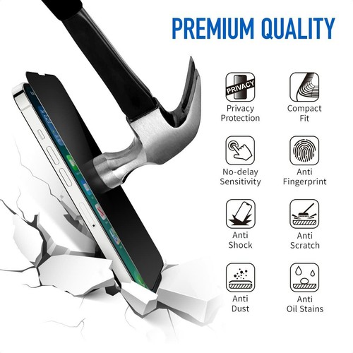2 X iPhone 16 Pro Max 15 14 13 12 11 Privacy Glass Screen Protector 7 8 Plus - Picture 8 of 30