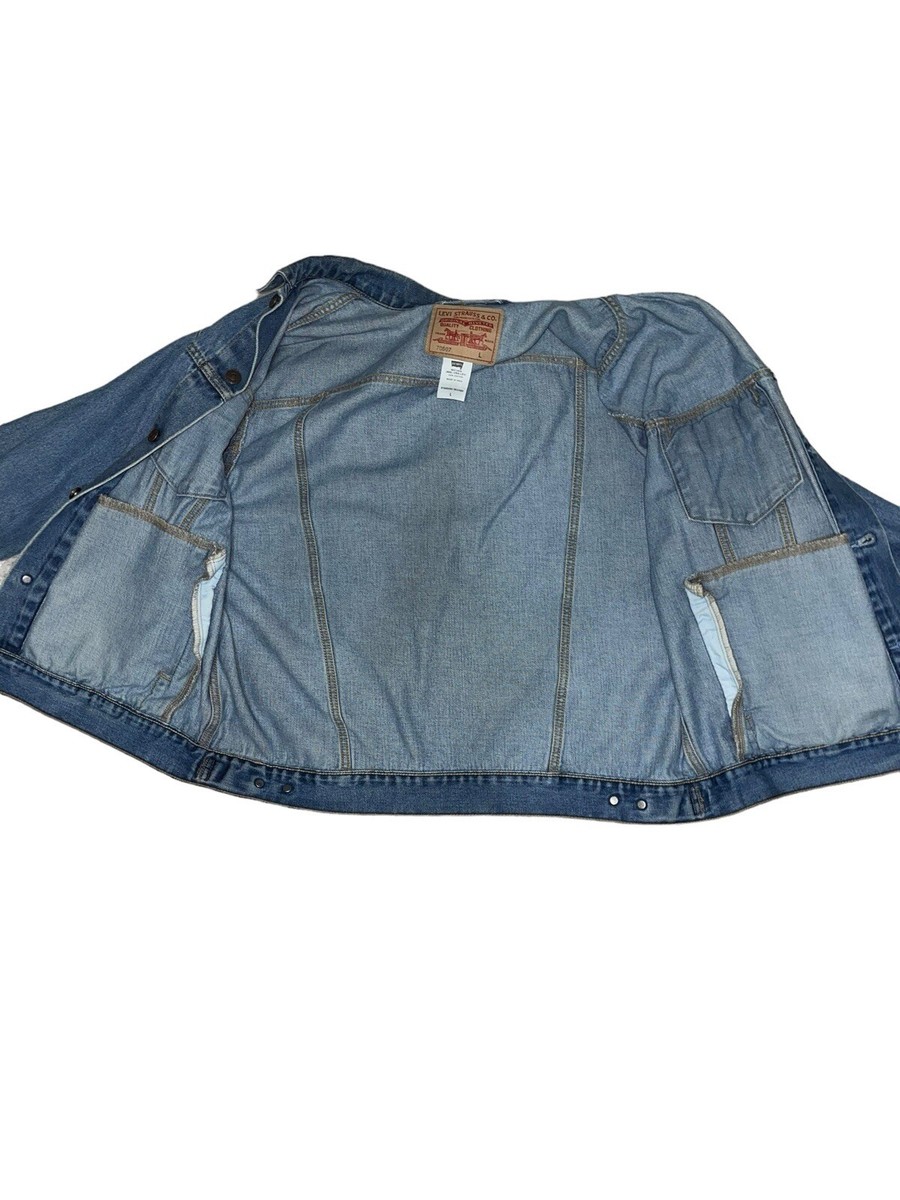 Vintage Levis Denim Trucker Jacket Size Large USA Made 90s Pockets