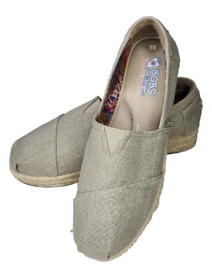 Bobs from Skechers Memory Foam Arch Pillow Gray Tweed Slip-On Espadrilles 9W