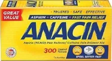 Anacin Fast Pain Relief Aspirin + Caffeine Pain Reliever 300 coated tablets