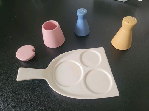 vintage flora gouda Holland - Set aus Salz-, Pfeffer- und Senftöpfchen, 50er J. - Bild 2 von 6