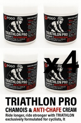 QPOGO SUPER COMFORT TRIAHLON CHAMOIS AND ANTI CHAF CREAM TRADE LARGE 350ML X 4