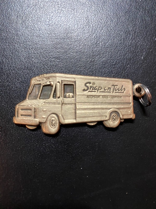 Snap On Tools Vintage Brass Super Service Truck Van Key Ring Keychain