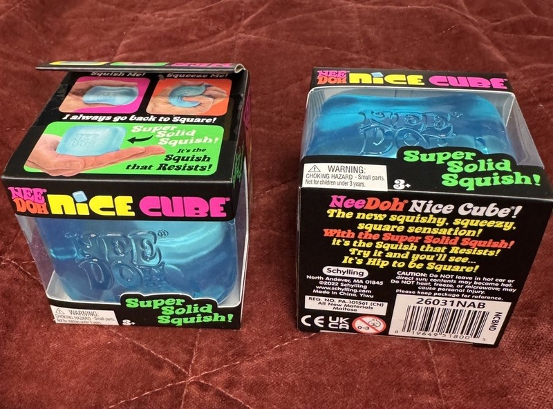 Authentic Schylling Nee Doh Nice Cube BLUE Super Solid Squish  Lot of 2 Needoh