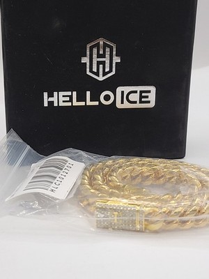Hello Ice Gold Plated 10mm Iced Clasp Initial I 19'' Chain Necklace