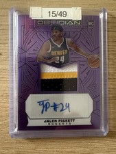 2023-24 Panini Obsidian #208 Jalen Pickett Electric Purple 3Color PatchAuto #/49