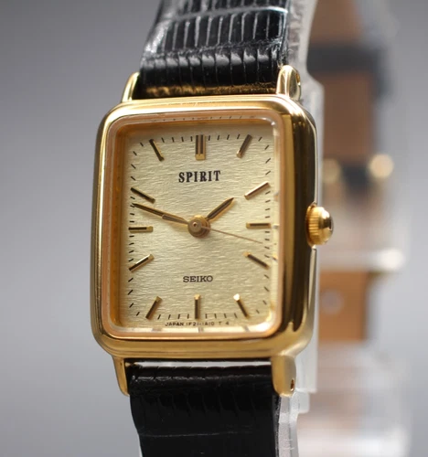 Vintage 1991【 Near Mint 】 Seiko Spirit 1F21-5B30 Gold Women's Quartz Watch JAPAN