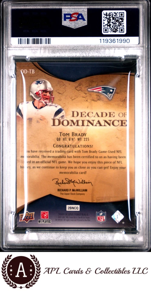 Camiseta deportiva UD Icons Decade Of Dominance 2009 #DD-TB Tom Brady PSA 7 Foto 2 de 2