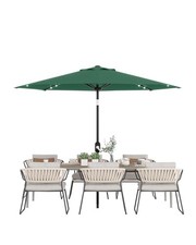 Solar Powered 9FT Patio Umbrella with 32 LED Lights   8-Rib Steel Frame