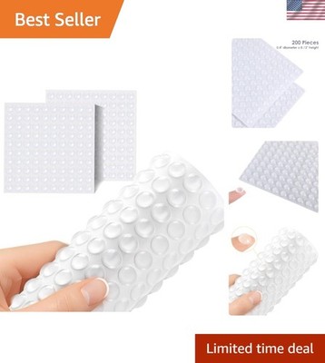 Round 0.4inch Clear Adhesive Bumper Stoppers - 200 Count for Cabinets & Drawers