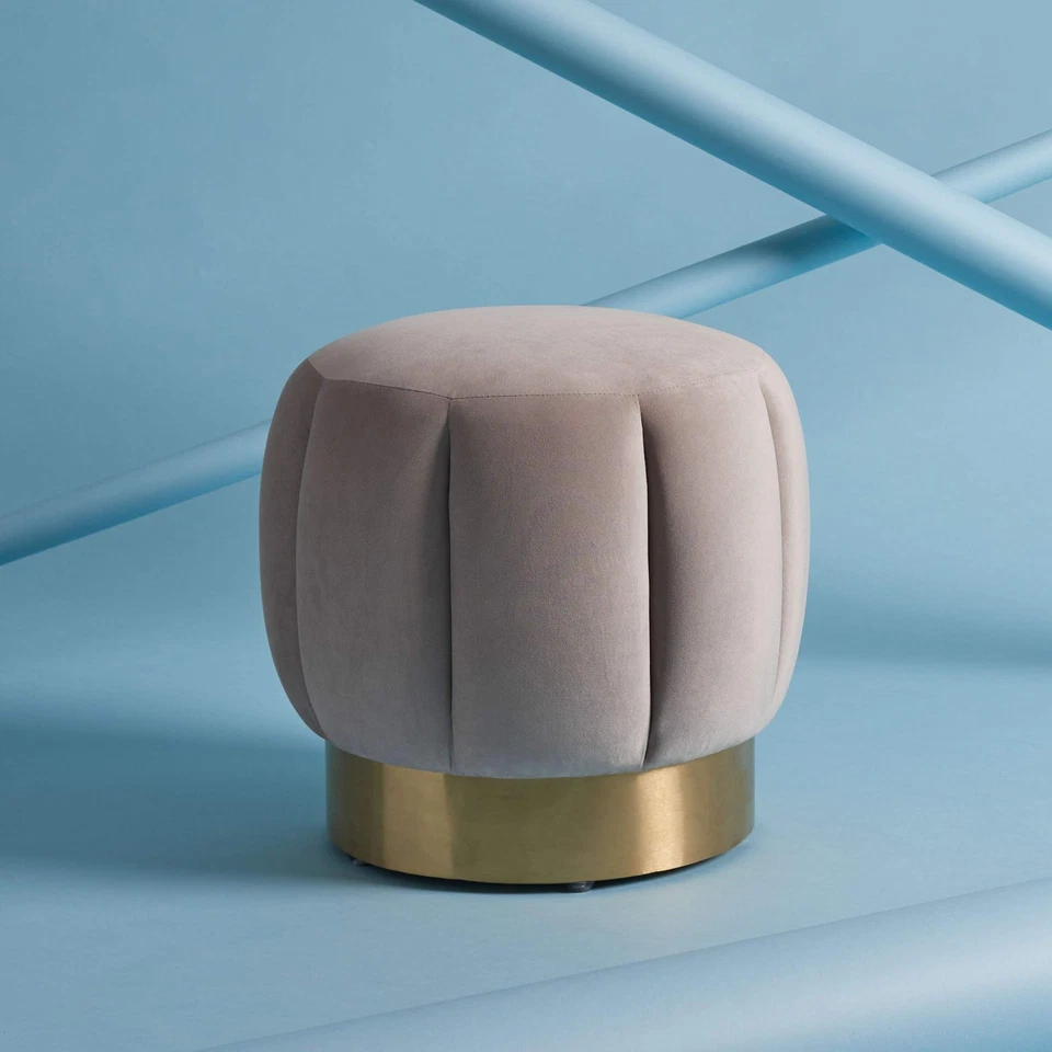 Коллекция Couture Maxine Pale Taupe Velvet and Gold Channel Tufted Османская - Изображение 2 из 4