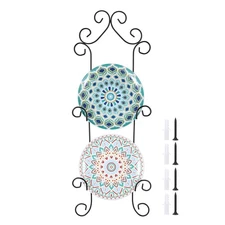 3-Tier Wall Plate Hangers for Plates Up To 8 Inch Black Metal Plate Rack