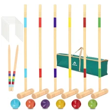 ApudArmis 32In Six Player Croquet Set with Deluxe 32'' Regulation, Multicolor 