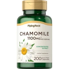 Chamomile Capsules | 1100mg | 200 Pills | Plant Extract | by Piping Rock